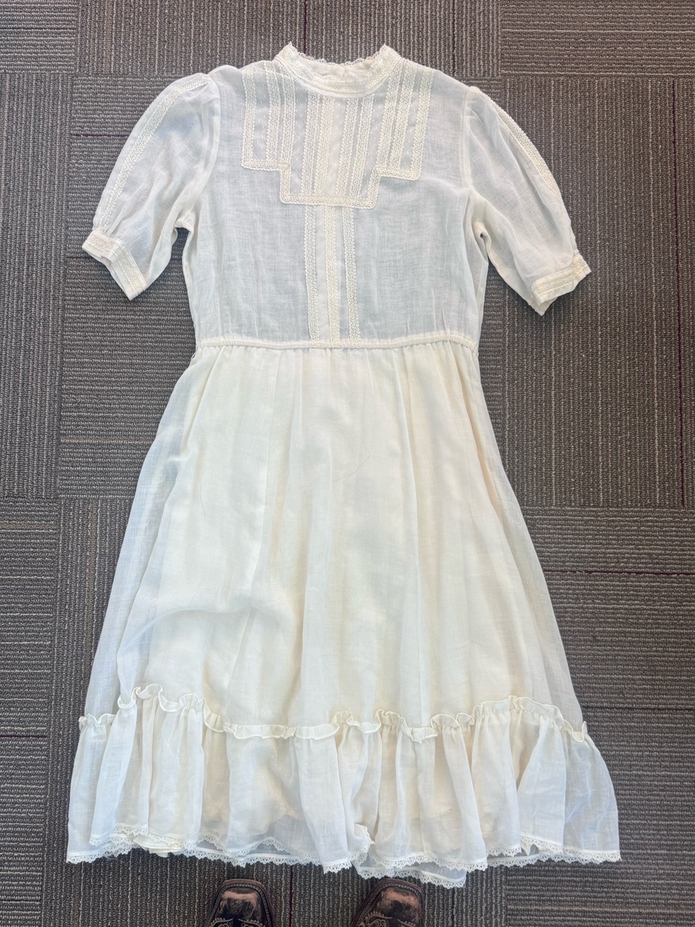 ✨ Vintage White Lace Sheer Dress with Matching Slip ✨